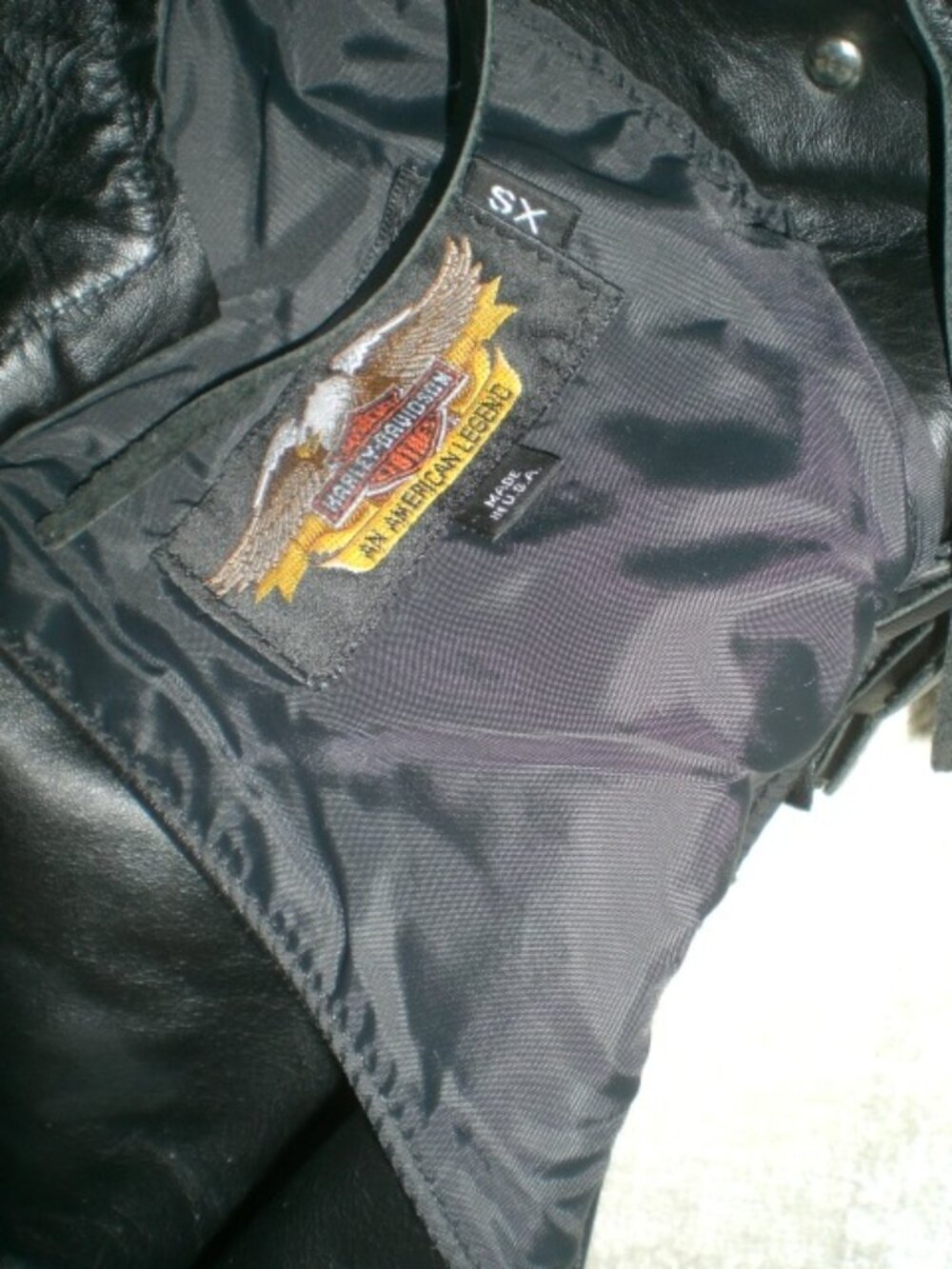 HARLEY DAVIDSON CHAPS black fringe leather western pants studs XS moto Vintage - Picture 7 of 8